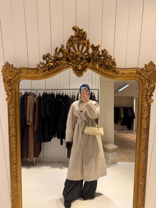 Funnel-collar wool coat