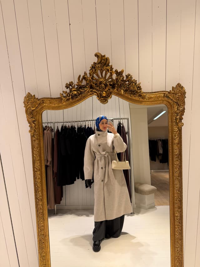 Funnel-collar wool coat